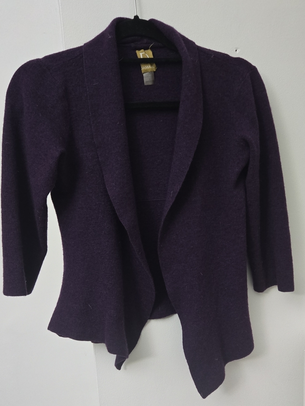 Shawl Collar Open-Front Cardigan Sweater - Purple